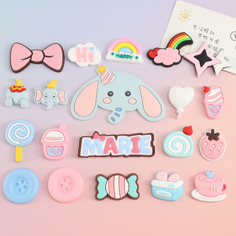 可爱生日大象拖鞋贴片卡通软胶装饰DIY立体贴手机壳水杯ipad配件