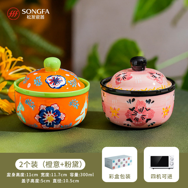 Cuenco de arroz de colorido bajo esmalte de porcelana de cabello suelto personalizado de cerámica doméstica de alto valor especial platos de sopa image 9