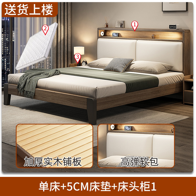 实木床1.8x2米双人床1.5米家用小户型出租房民宿1.2m单人床架|undefined