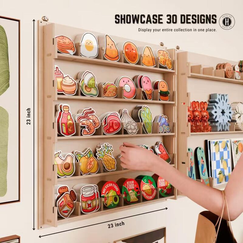 Cross-Border Wooden Sticker Storage Rack Wall-Mounted Multi-Layer Card and Greeting Card Display Rack Wall Refrigerator Sticker Display Rack Cross-Border Wooden Sticker Storage Rack Wall-Mounted Multi-Layer Card and Greeting Card Display Rack Wall Refrigerator Sticker Display Rack