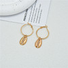 Metal earrings from pearl, European style, bright catchy style