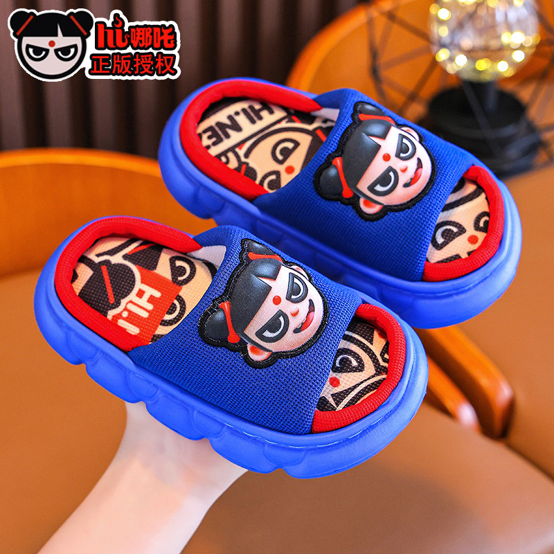 Nezha primavera y otoño sandalias y zapatillas de lino para niños antideslizantes para niños y niñas