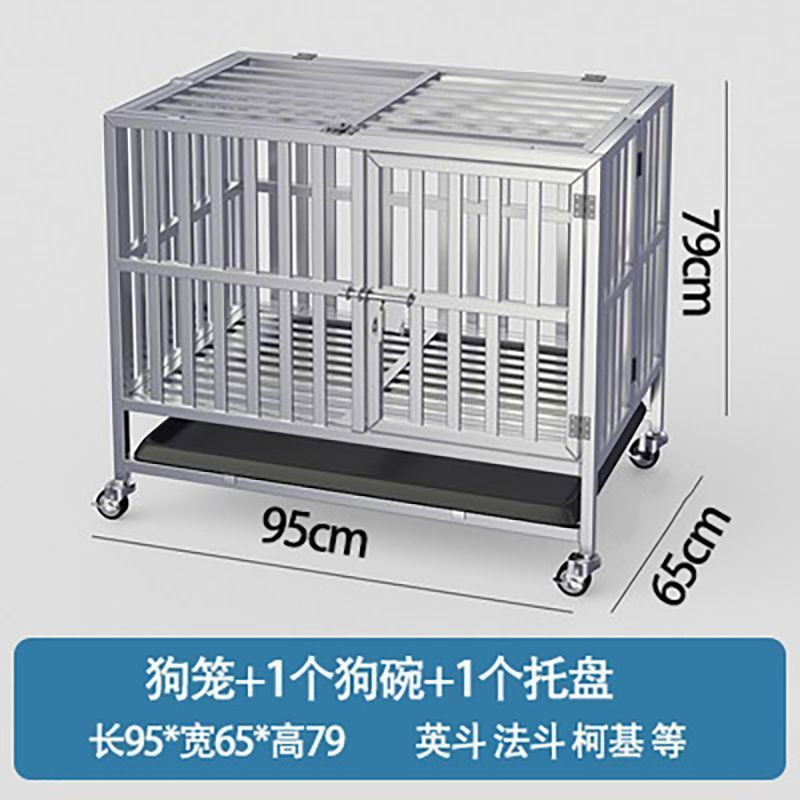 不锈钢狗笼大型犬狗笼子可折叠中型犬带厕所方管室内边牧宠物金毛|undefined