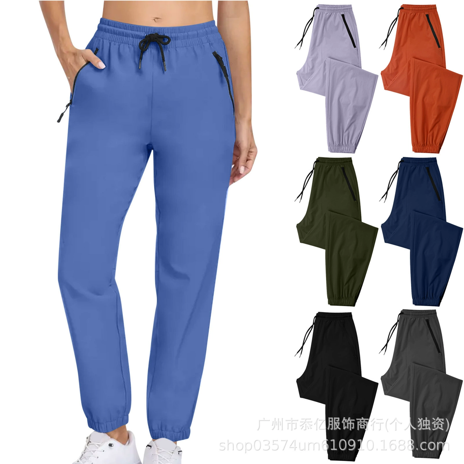 2025 весна лето новые трансграничные спортивные штаны европейские и американские молнии карманные досуг фитнес бег быстродушные брюки