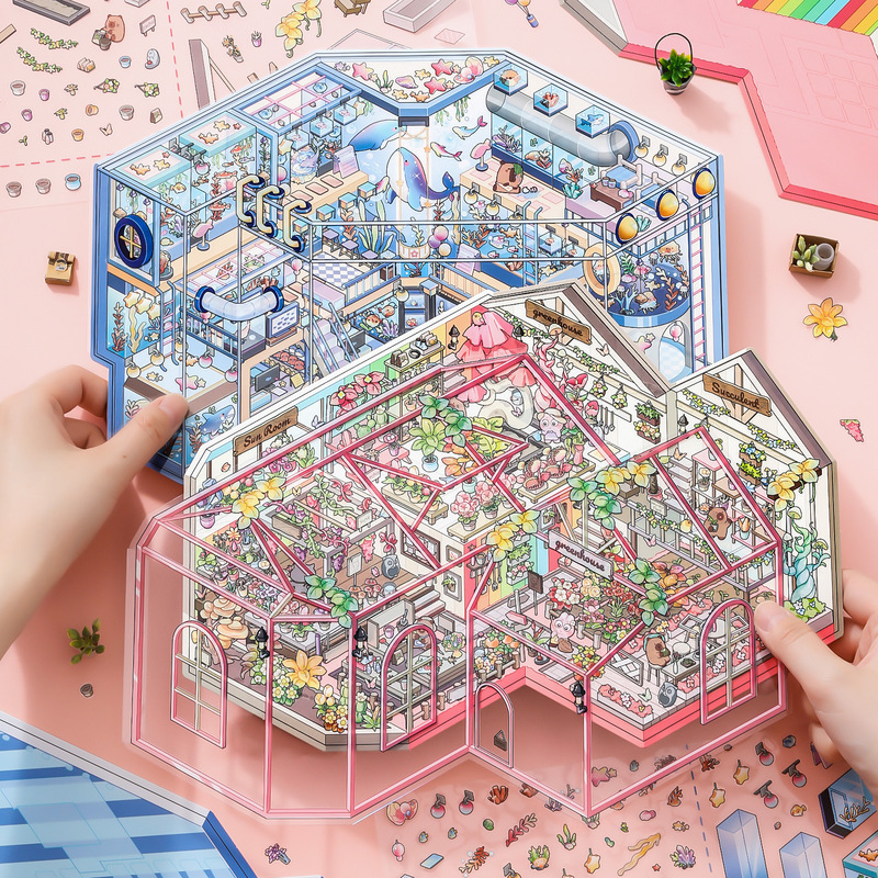 Glass House Storage and Decoration Stickers, Extra-Large Miniature Educational Planner Toys, Premium Trendy Play Items Glass House Storage and Decoration Stickers, Extra-Large Miniature Educational Planner Toys, Premium Trendy Play Items