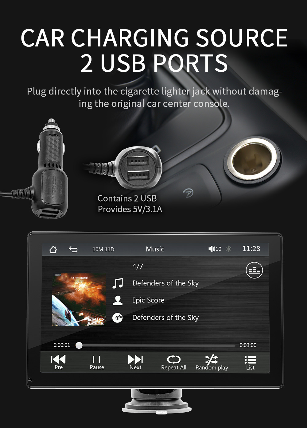 Transfronterizo 9 pulgadas carplay portátil control central navegación de pantalla grande WiFi radio Bluetooth de automóvil