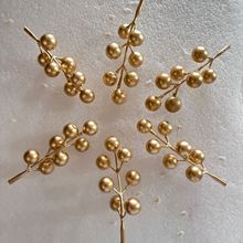 金色7头仿真红果圣诞红果吉祥果婚庆家居装饰配件金色浆果发财果