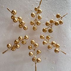 ゴールデン 7 ヘッド模擬レッドフルーツクリスマスレッドフルーツ縁起の良いフルーツ結婚式の家の装飾アクセサリーゴールデンベリーフォーチュンフルーツ
