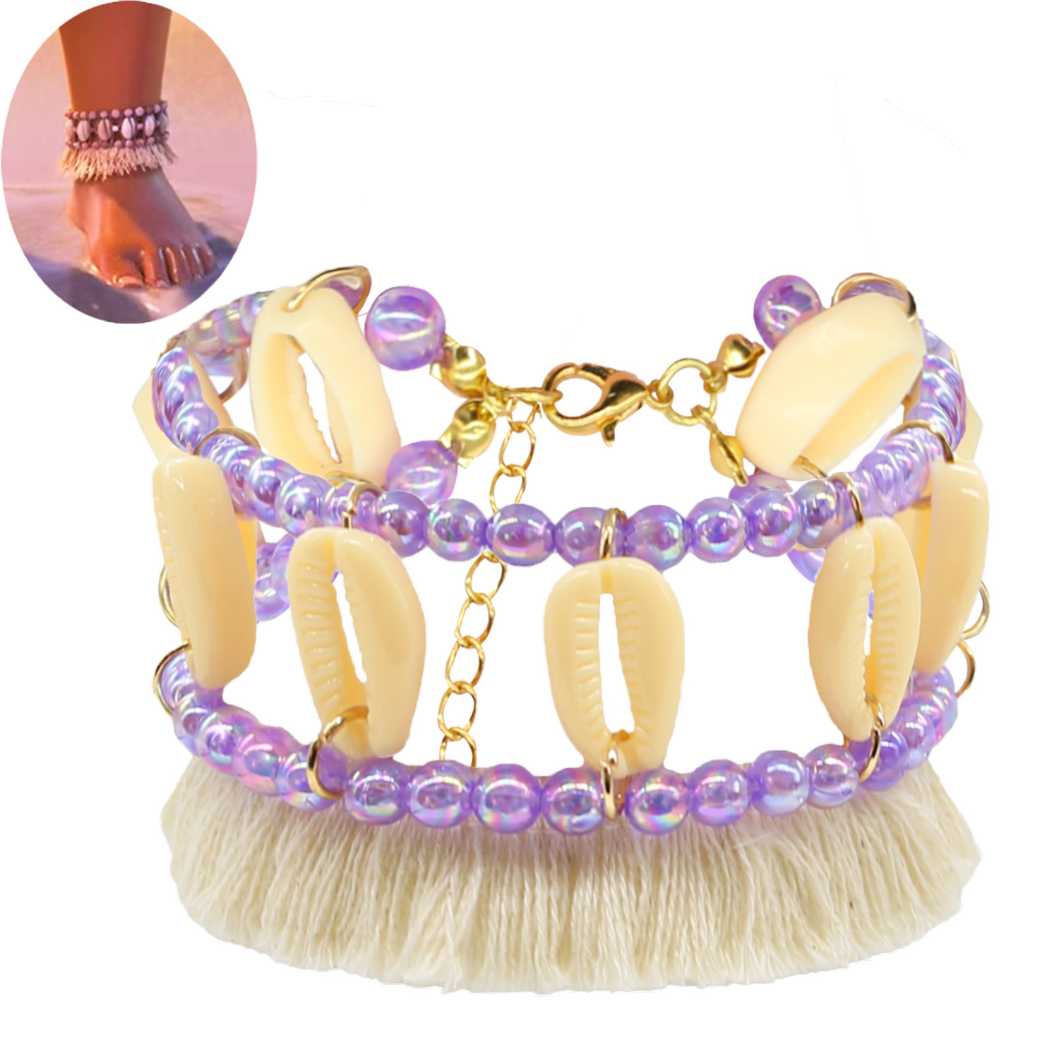 ST81 браслет с фиолетовой жемчужной ракушкой