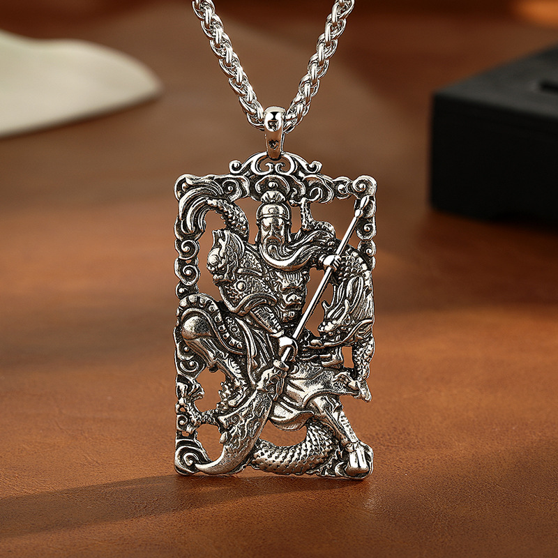 Bold and Unique Guan Gong Necklace for Men, Socialite Guan Er Ye Pendant, Trendy Men's Necklace Gift