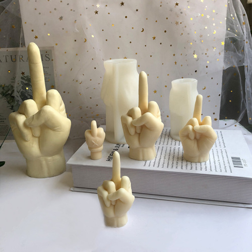 Gesture candle mold diy Guanyin hand aromatherapy plaster vertical middle finger glue ornament finger cake silicone mold