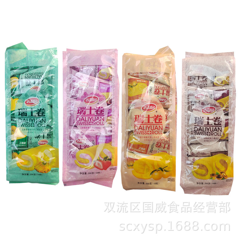 达利园瑞士卷200g10枚草莓味卷式夹心糕点零食批发蛋糕