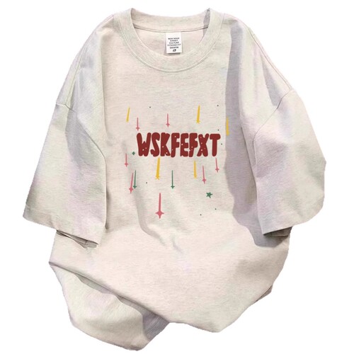American retro fashion brand heavy cotton short-sleeved T-shirt men's letter print summer loose niche ins trend half-sleeves