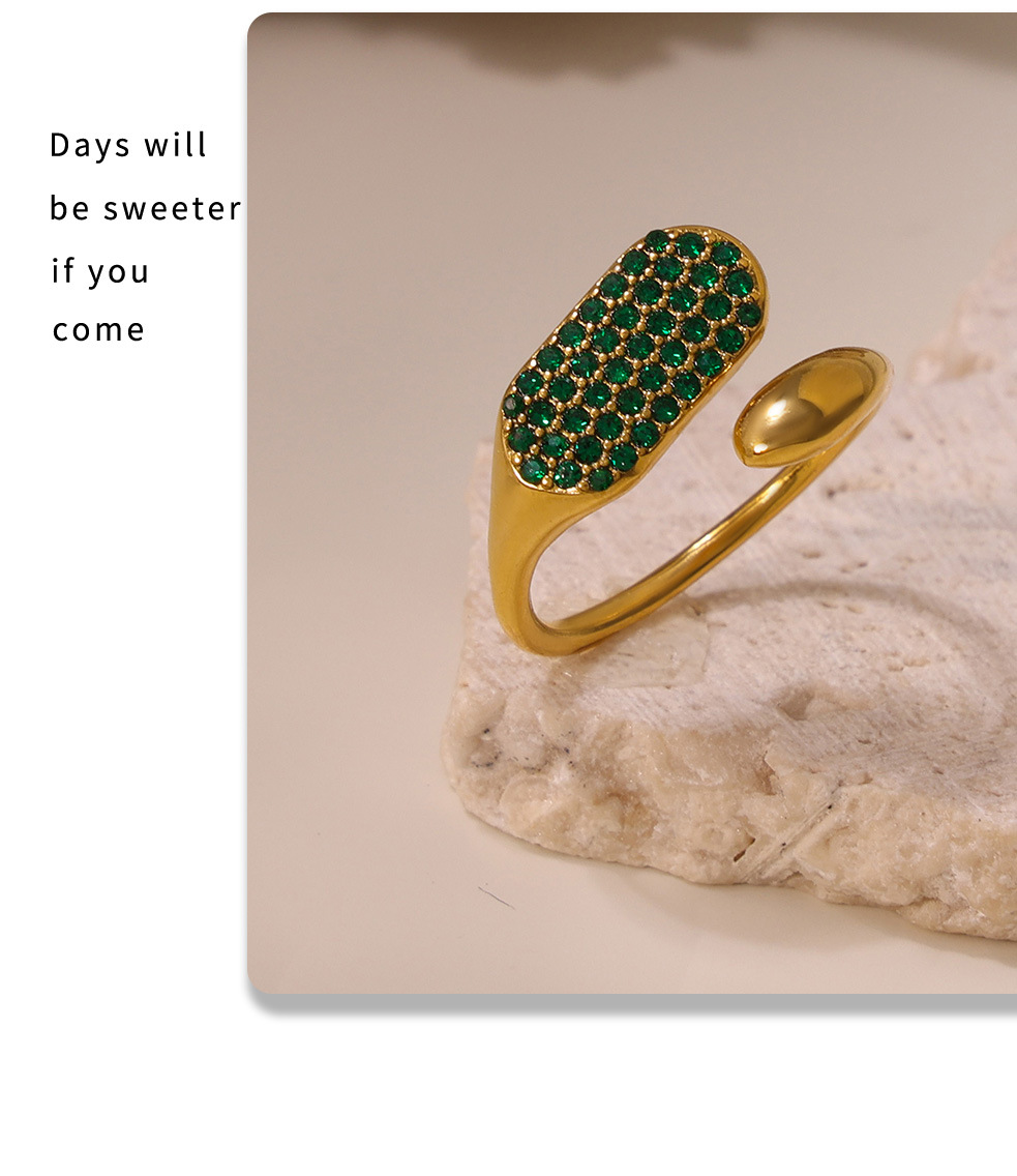 Adjustable Square Zircon Ring For Women Minimalist Titanium Steel_voghion.com