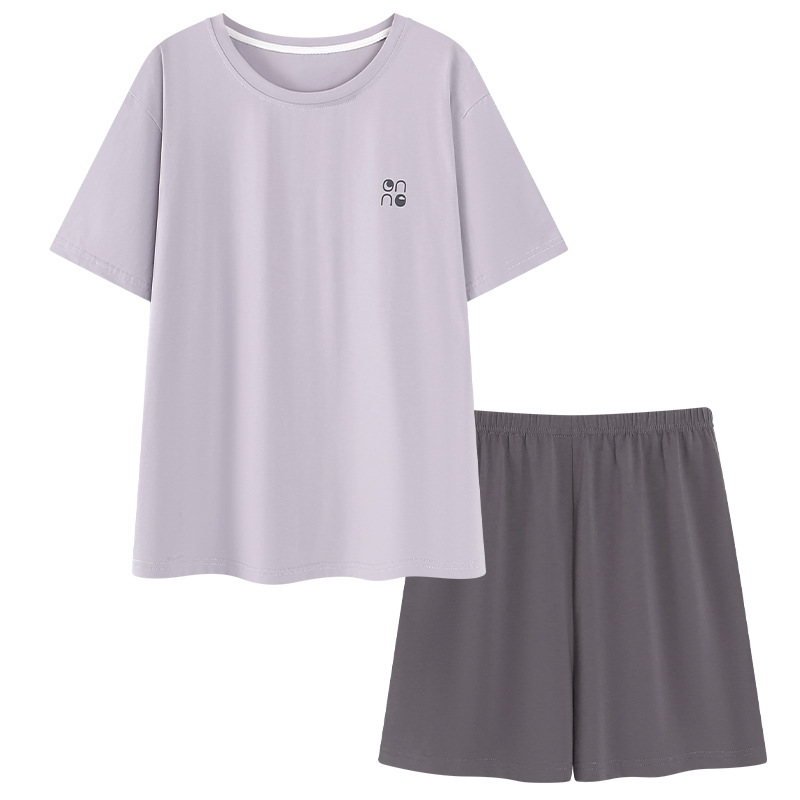 Dopamine Color Matching Pajamas for Women Summer Short-Sleeved Shorts Simple Casual Modal Casual Loose Home Clothes for Women