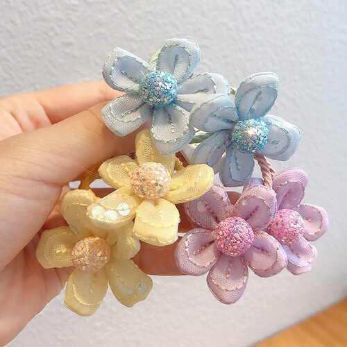Children's headband female Korean princess cute fabric small flower hair rope does not hurt hair tied hair rubber band hair band hair accessories