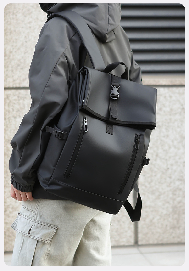 Cross-border fashion large-capacity backpack, men's high-end student schoolbag, new simple, casual and lightweight travel backpack Specification drawing