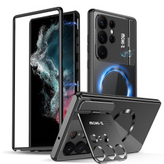 サムスン S25Ultra スタンド携帯電話ケース S23U アルミニウム合金 S24U アロマセラピーケース磁気吸引ケース片面クロスボーダーに適しています