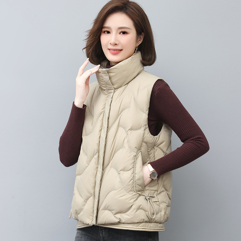 Casual Large Size Loose Down Waistcoat Winter New Women's Lightweight Mother's Wear Collar 90 Fleece White Duck Fleece Vest