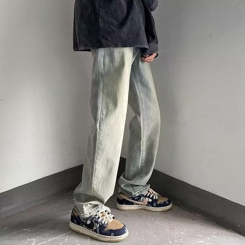 Estilo de Hong Kong hombres de moda verano nuevo estilo 2024 personalidad alfabeto jeans hip-hop ins marea calle alta tendencia pantalones guapos