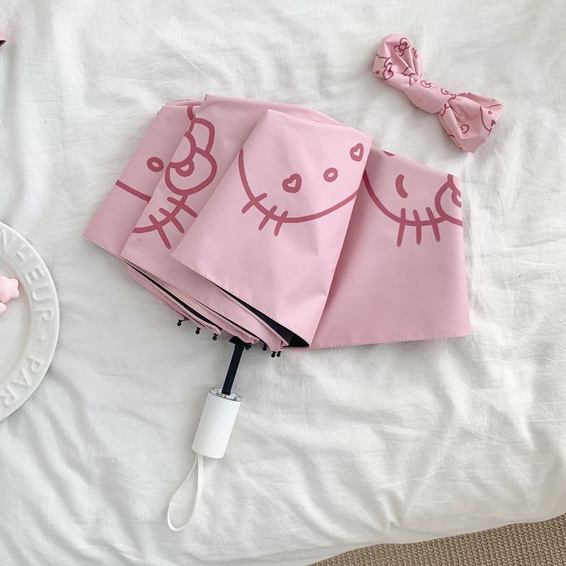 女生高颜值凯蒂猫晴雨两用伞折叠全自动遮阳伞防晒防紫外线遮阳伞|undefined