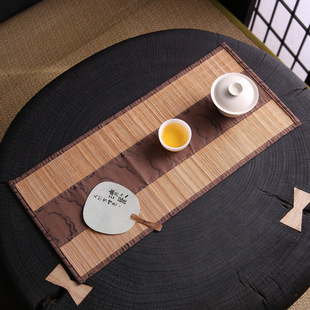 Bamboo mat table runner fragrant cloud yarn tea mat Chinese tea table tea curtain tea set tea plate mat bamboo tea mat insulation tea ceremony accessories