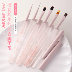 新しい日本式の桜の花粉の爪の筆のセットの大きい周囲の丸い筆の色絵の筆はぼかして筆の光を治療します。