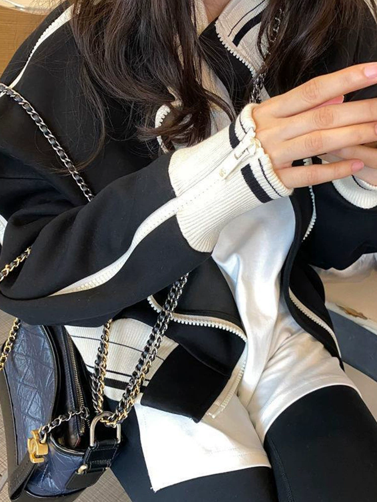 Черная демисезонная спортивная куртка в стиле Chanel для подростков, повседневная бейсбол-куртка