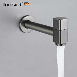 All-Copper Extended Faucet for Home Balcony Mop Sink Laundry Sink with Long Neck Handle Single Faucet Gun Gray