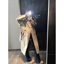 时尚Bf风长袖风衣外套女秋季新款韩版宽松设计感气质中长款大衣潮