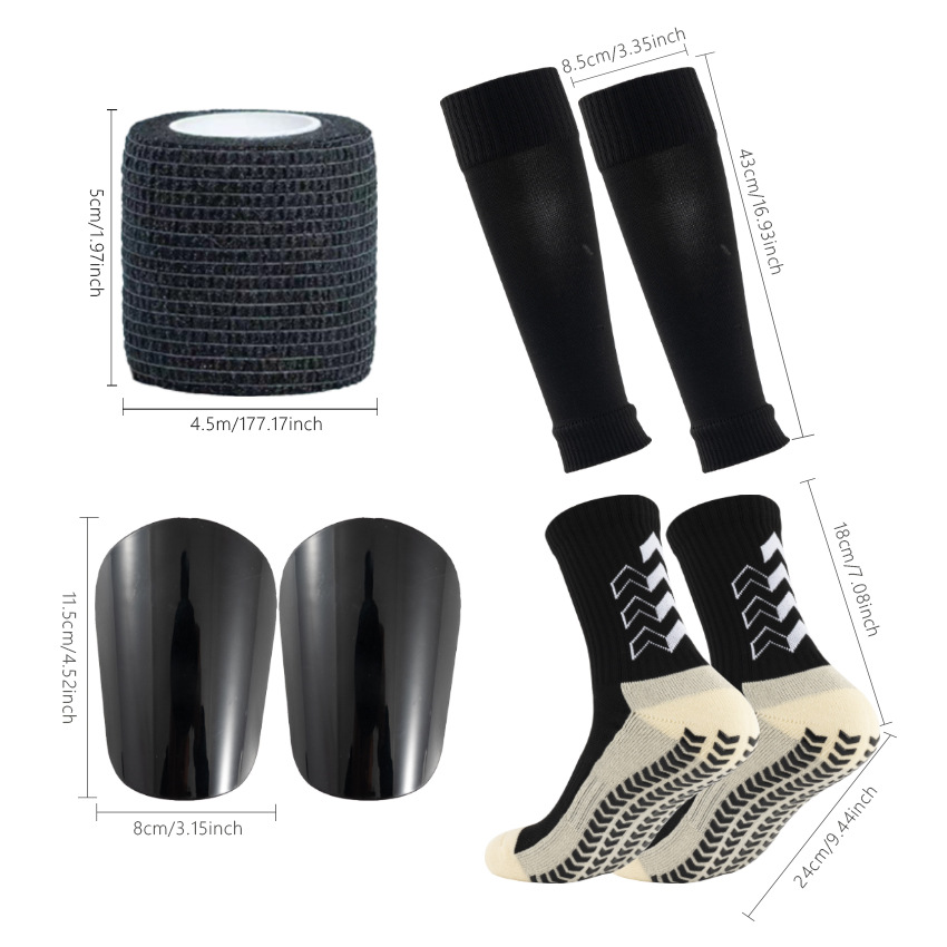 Thickened over knee long football socks leg pads set men's and women's adhesive non-slip socks combination_voghion.com