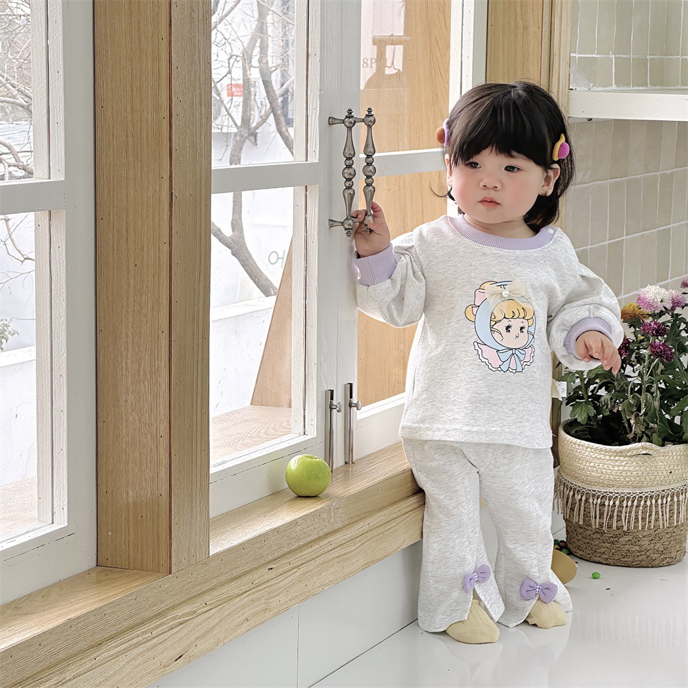 Lindo traje de princesa bebé de dos piezas de manga larga para bebés 2024 nuevo bebé súper lindo traje de salida de primavera y otoño