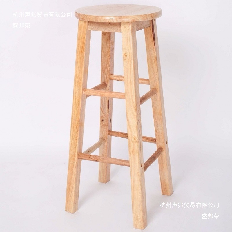 Manufacturer Solid Wood High Stool High Chair Solid Wood Color High Stool Durable Stall Plus Height Stool Restaurant Round