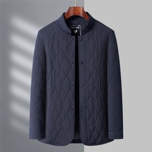 高级感桑蚕丝棉衣中年男士商务棉袄立领保暖轻薄棉服秋冬扣子外套