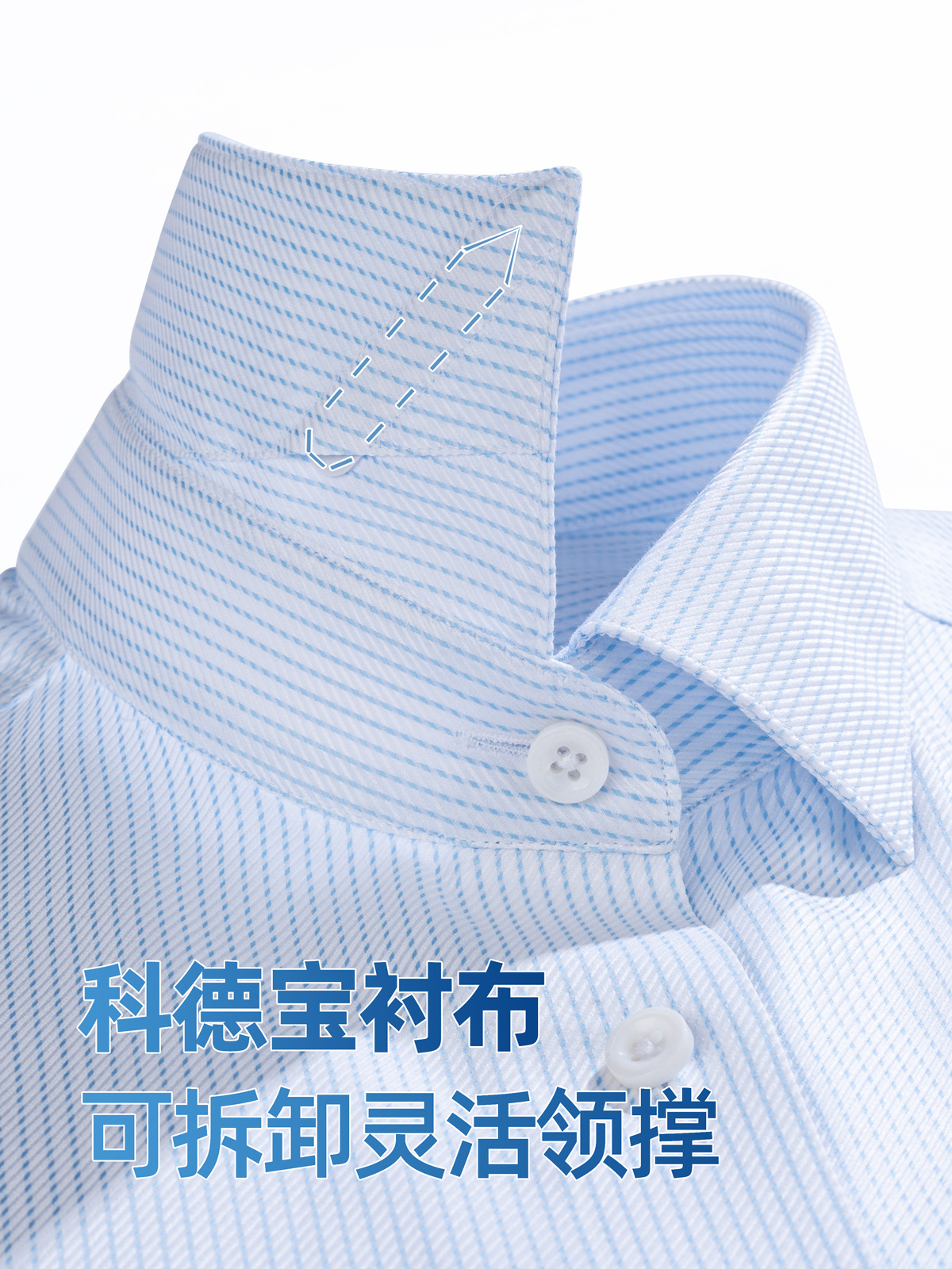 Fábrica de fuente 240 algodón DP sin quemar azul claro rayas de hombre camisa de manga corta de negocios de alta gama ropa formal para hombre
