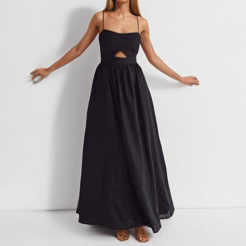 High Waist Waist Line Indoor, Daily, Date Occasion Collarless Neckline Wholesale Women's Casual Elegant Simple Style Solid Color Solid Color Indoor Daily Date Collarless Sleeveless Strap Dress