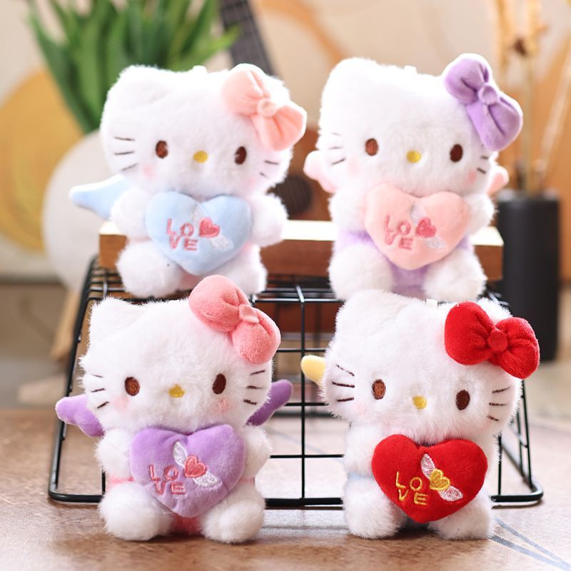 可爱萌天使爱心kt猫挂件毛绒玩具公仔小猫咪包包挂饰钥匙扣布娃娃|undefined