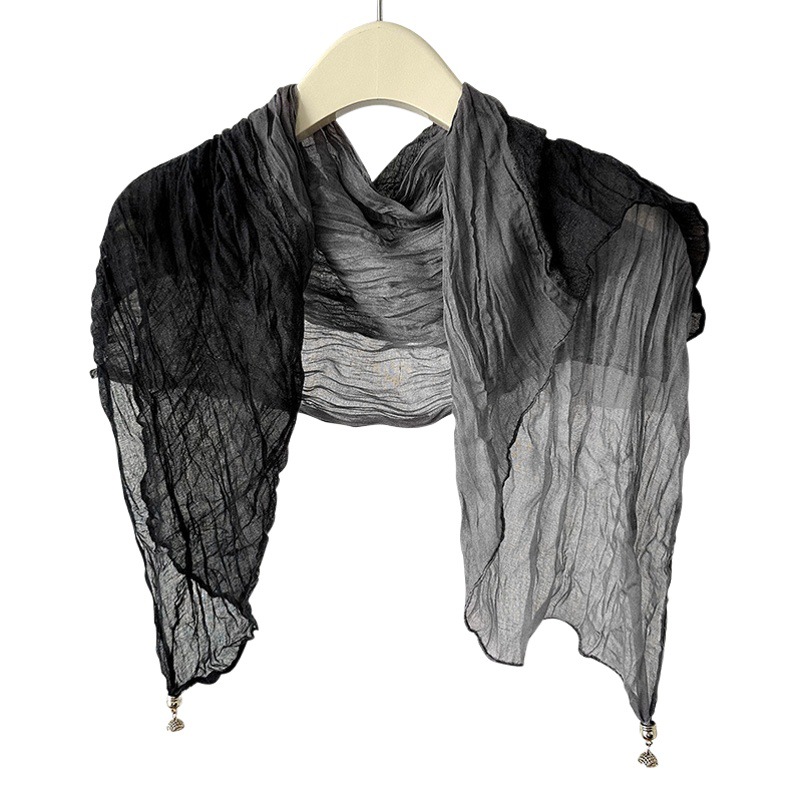 Hebilla magnética plisada color a juego bufanda de algodón y lino Bufanda protección del cuello a prueba de frío Otoño e Invierno desgaste exterior moda decorativa pequeña bufanda cuadrada chal