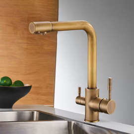 厨房三合一净水龙头冷热家用仿古水槽洗菜盆净水器直饮双出水龙头