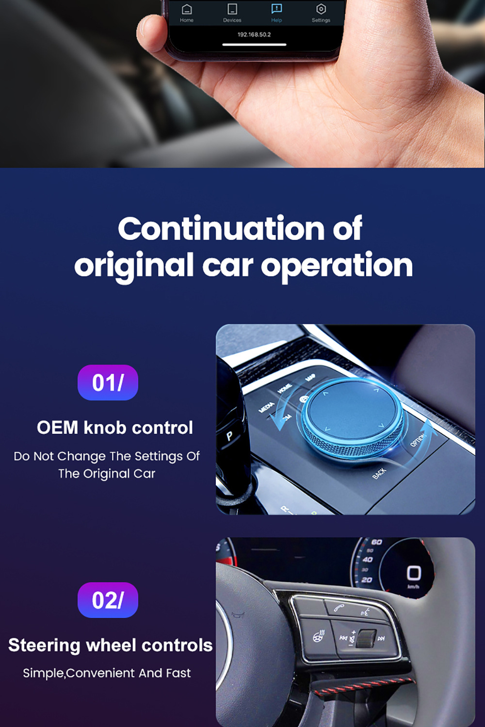 Original car wired to wireless carplay adapter intelligent navigation car interconnection box android 2 in 1