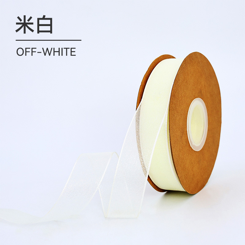 Suministro directo de fábrica Cinta de hilo de nieve de 2,5 cm Envases de flores Ramo de cinta Pastel de cinta Cinta de gasa Caja de pastel Cinta