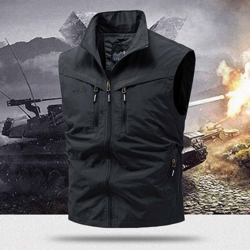 Work Vest Men's Spring and Autumn Casual Outdoor Fishing Mountaineering Running Vest Multi-Pocket Vest Work Vest Men's Spring and Autumn Casual Outdoor Fishing Mountaineering Running Vest Multi-Pocket Vest