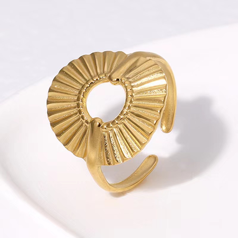 Simple Style Heart Shape Flower Stainless Steel Plating Open Rings display picture 3