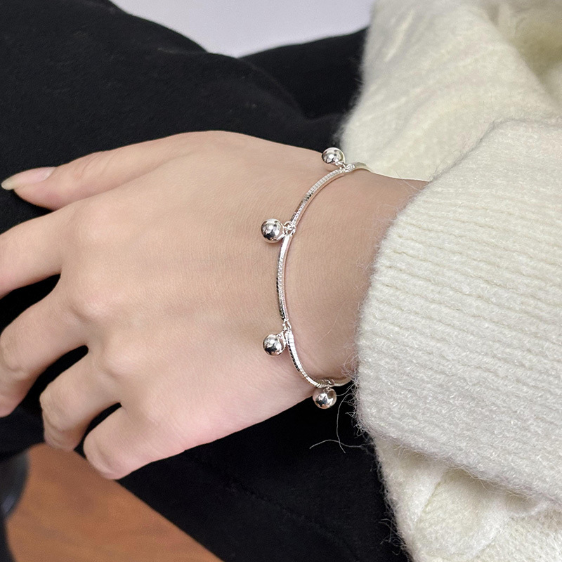 S Pure Silver Snake Bone Bead Women Korean Edition, Minimalist and Unique Design, Exquisite Bracelet for Best Friend's_voghion.com