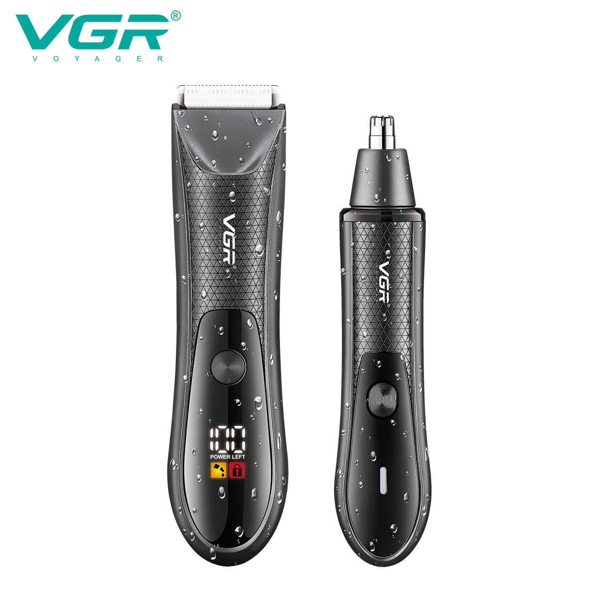 VGR934 Electric Body Hair Trimmer For Men Fully Washable LCD Digital Display Nose Hair Trimmer_voghion.com