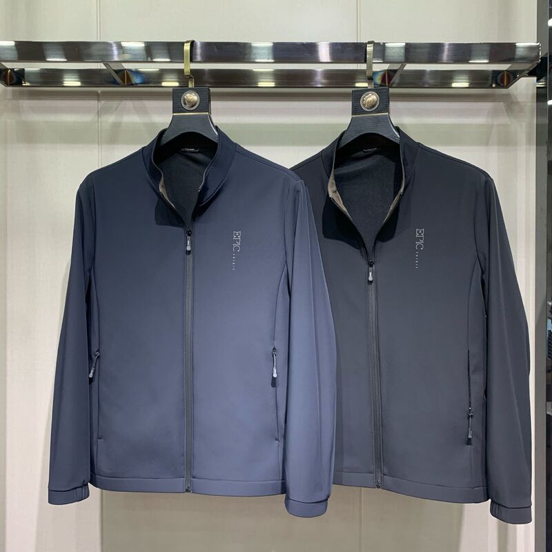 Dad's Coat Spring and Autumn Warm Top Middle-aged Men's New Vertical Collar Business Casual Jacket Solid Color 50 Years Old 40