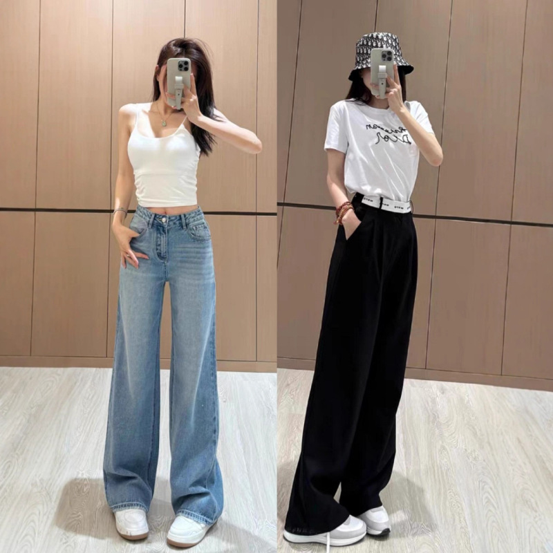 新塘女款牛仔裤2025新款百搭小个子高级感高腰修身显瘦直筒牛仔裤|undefined