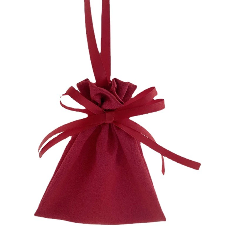 Фабрика шелковой ткани шнурок мешок подарка мешок небольшой мешок ткани Вино Красный свадьба конфеты мешок подарка руки мешок