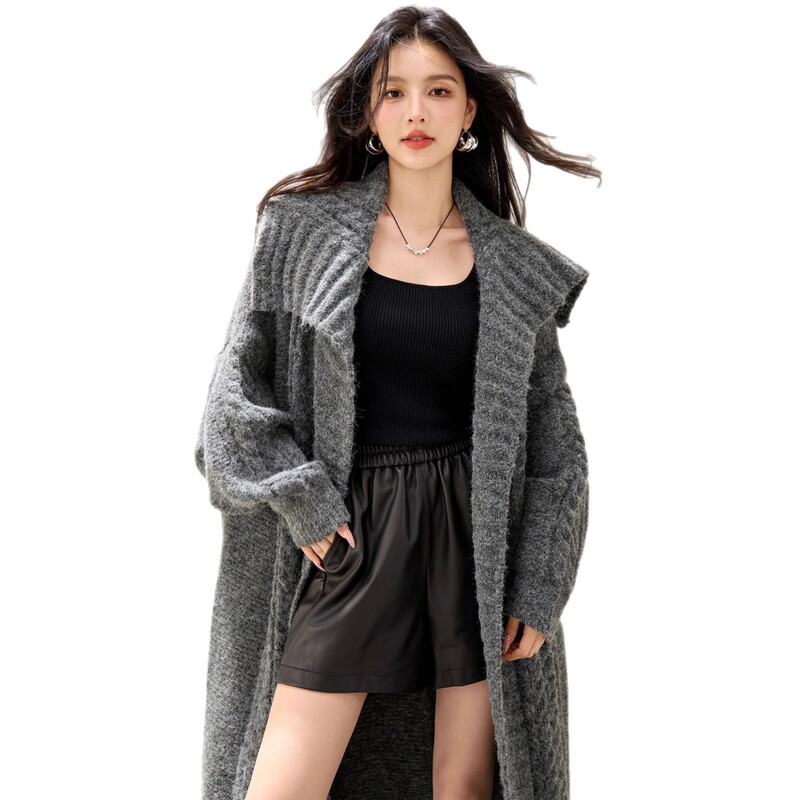 长款毛衣开衫外套女2025秋冬新款宽松慵懒风高级感长袖针织衫上衣|undefined