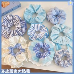 蓝色系大肠发圈女大号高弹力头绳2025新款洋气时尚高级感头花发绳